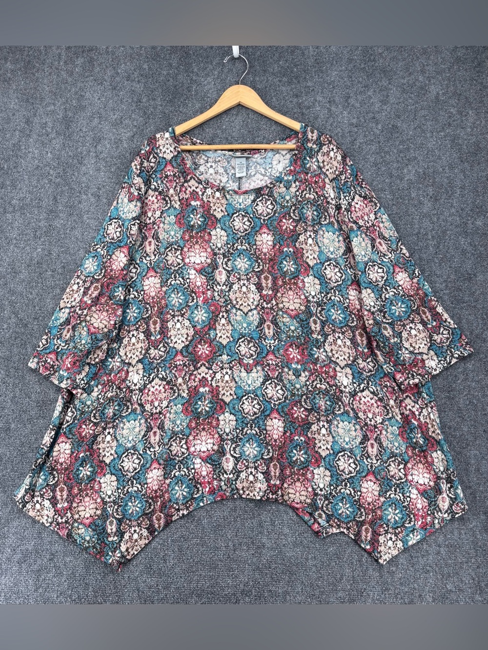 Catherines Artsy Boho Colorful Tunic Top Asymmetric Hem Women’s Plus 4X